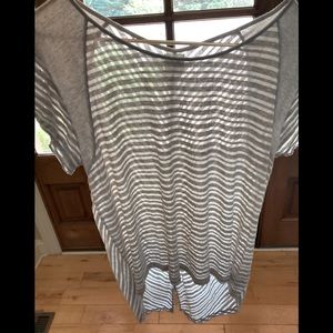AMS PURE semi-sheer stripe top w/unique details.